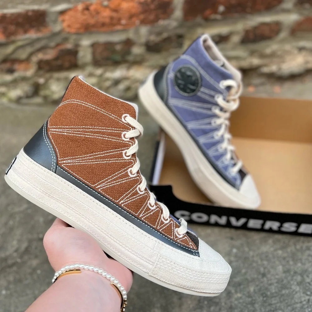 Converse Chuck Taylor All Star 70 Hi Blue Brown Cozy Granola Shoe Womens 9 NEW - Picture 2 of 7
